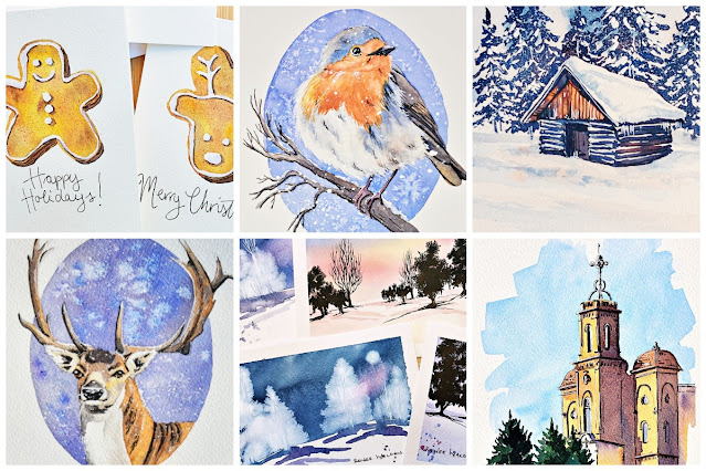 paint your own watercolour christmas cards