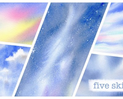 new painting tutorial - five watercolour skies