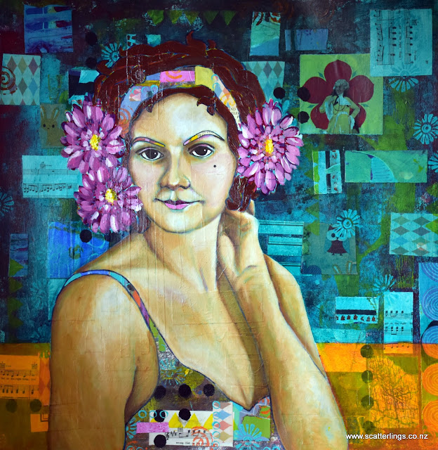 Face and body complete. Now working on the hair, flowers and background.