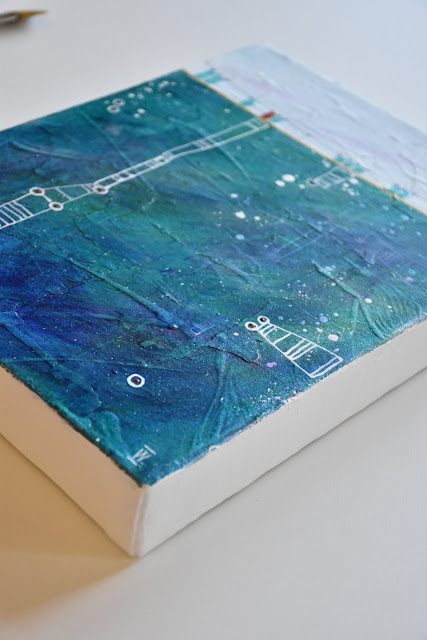 Detail of "Pond" - blue abstract landscape painting