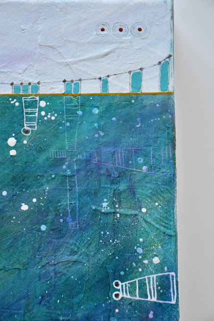 Detail of "Pond" - blue abstract landscape painting