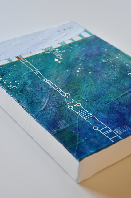 Detail of "Pond" - blue abstract landscape painting