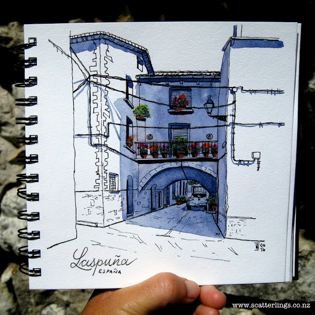 Pretty window boxes in Laspuna, near the Pyrenees, Spain