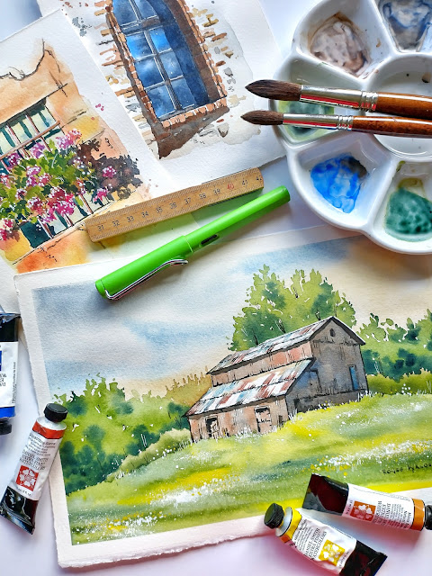 we painted pretty old barns & ruins
