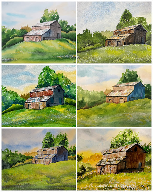Old barns - student paintings
