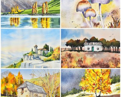 12 autumn themed watercolour tutorials