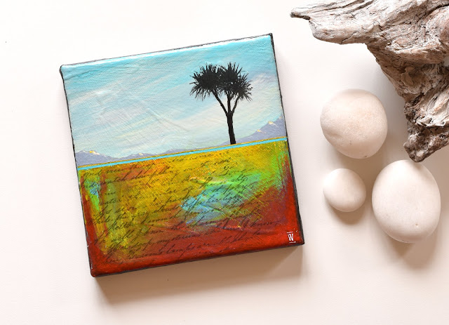 "Where I Belong" - abstract landscape with New Zealand Cabbage Tree