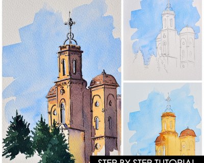 let's sketch the Reial Santuari del St. Crist de Balaguer