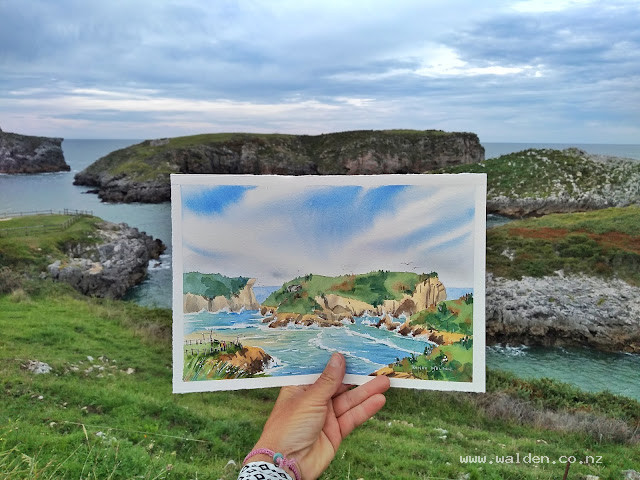 My finished demo painting from an online painting class on the north coast of Spain