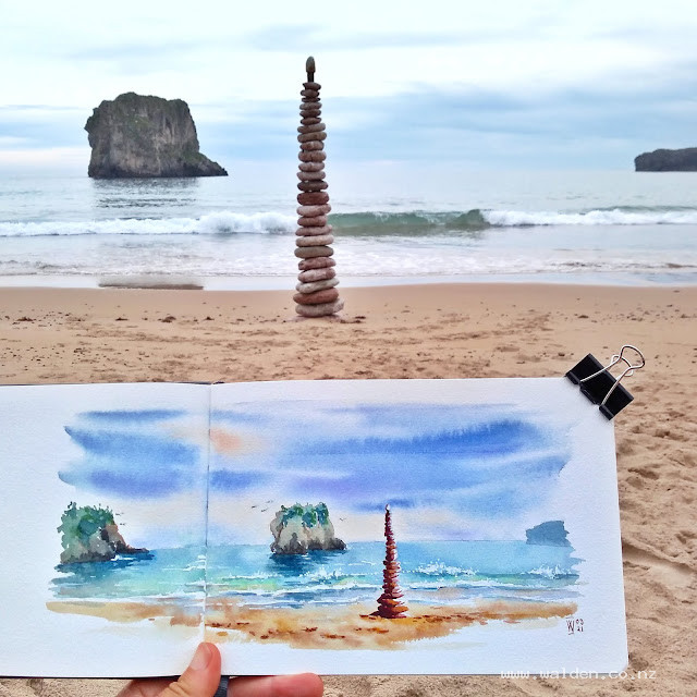 I'm not the only artist in the family. David builds these beautiful beach sculptures and I sketch them