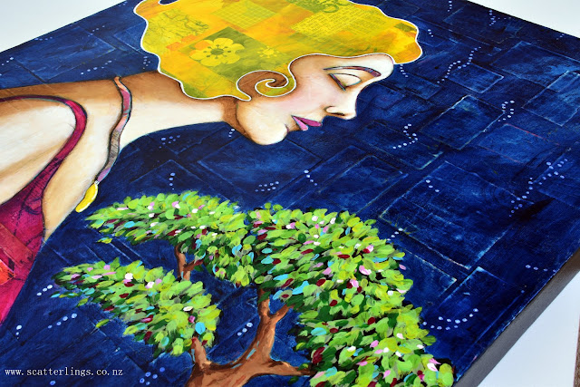 Detail of 'The GIft' - mixed media painting on canvas