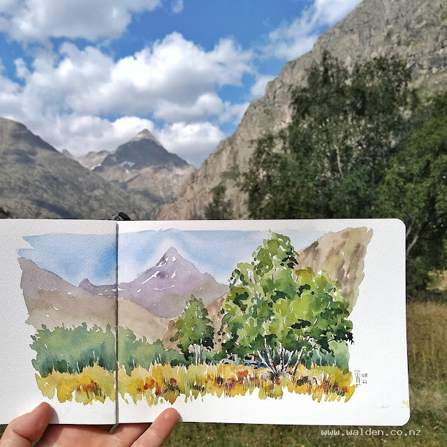 Camping below silver birches, Les Ecrins, France