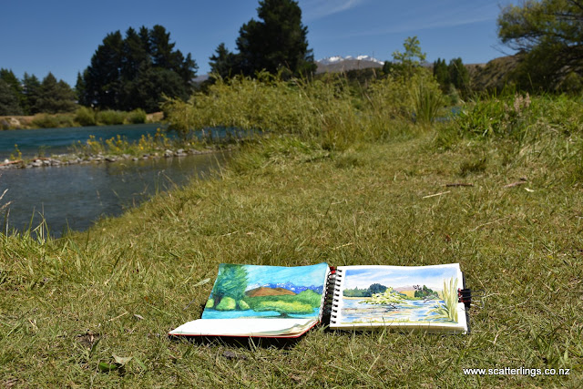 Our sketches at the Clutha River near Albertown, Wanaka