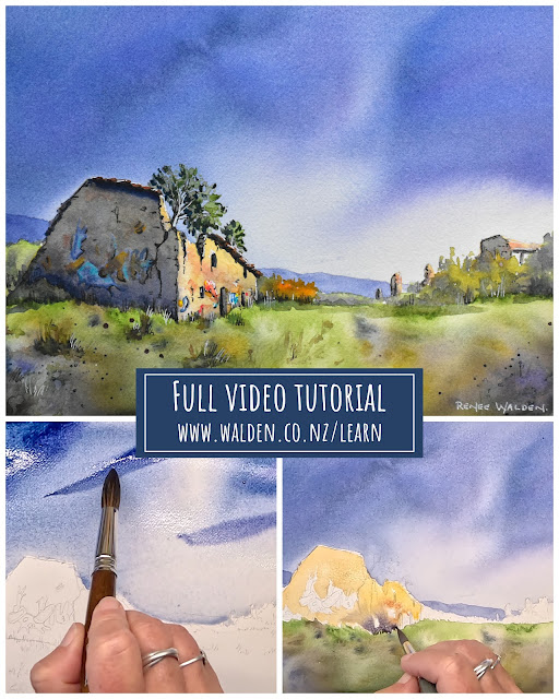 sunlit ruin and stormy sky