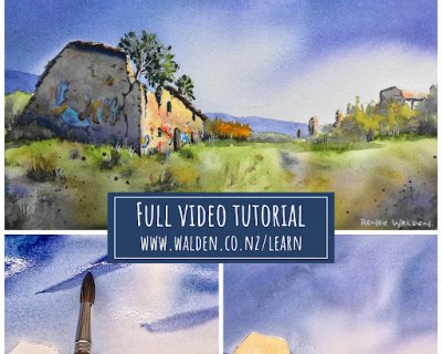 sunlit ruin and stormy sky