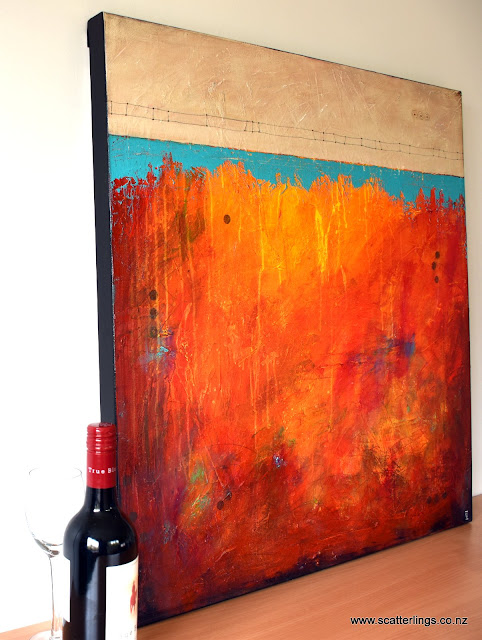 "Bridge 2" mixed media abstract landscape painting