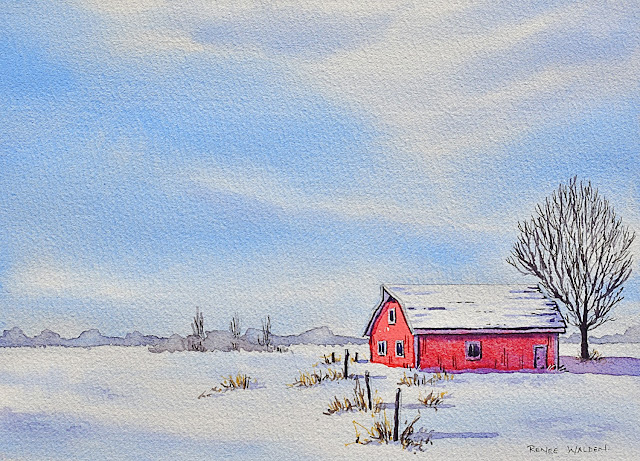 snowy landscape in watercolour