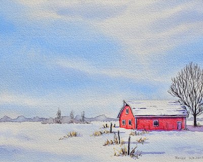 snowy landscape in watercolour