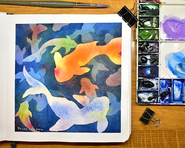 abstract goldfish by negative painting