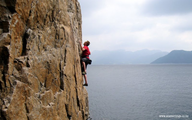 Climbing by the sea, Lysefjord, Norway