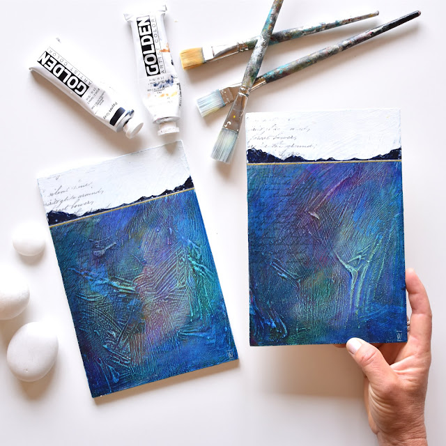 "Refresh 1" and "Refresh 2" - abstract landscape paintings inspired by Central Otago lakes. SOLD