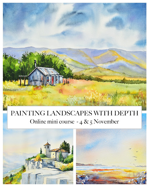 painting watercolour landscapes with depth