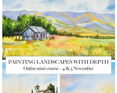 painting watercolour landscapes with depth