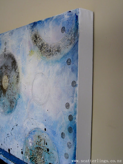 Detail of "Fathom" - mixed media painting on canvas