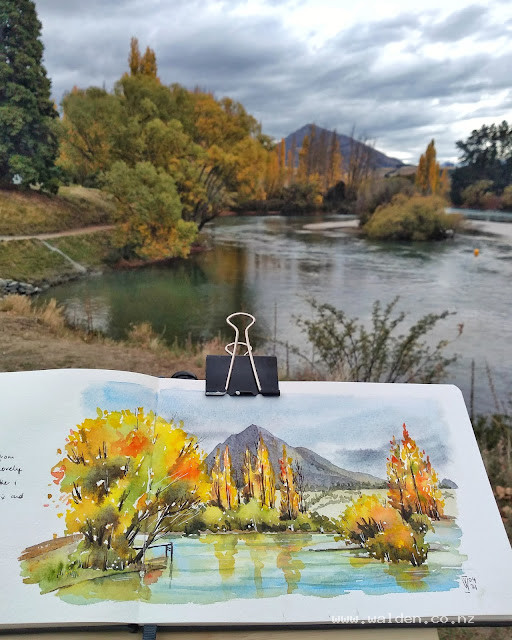 Along the Clutha River looking towards Mt Maude, Albert Town