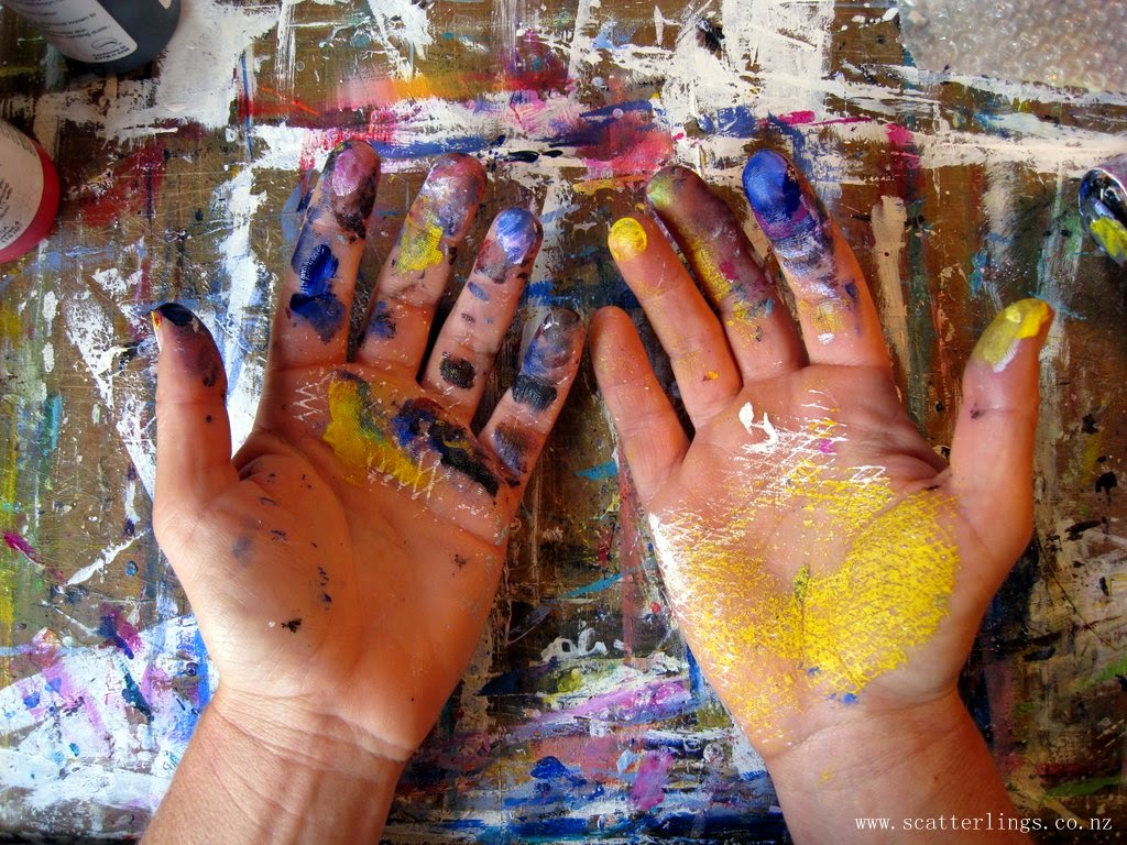 Messy artist's hands
