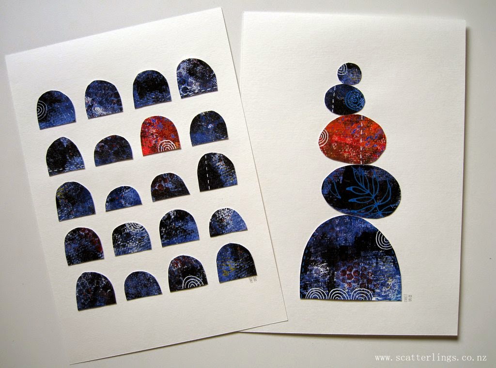 Pattern play - mixed media collage on paper by Renee Walden