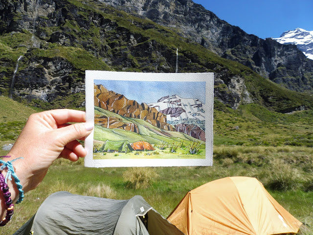 Camping below Mount Earnslaw on Christmas Day.