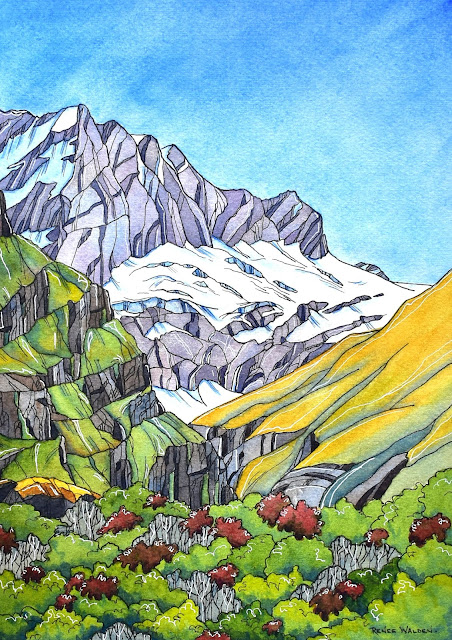 Mount Rob Roy and the Rob Roy Glacier. Finished painting.