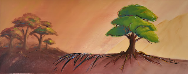 "Room to grow" - acrylics and oil pastel on canvas