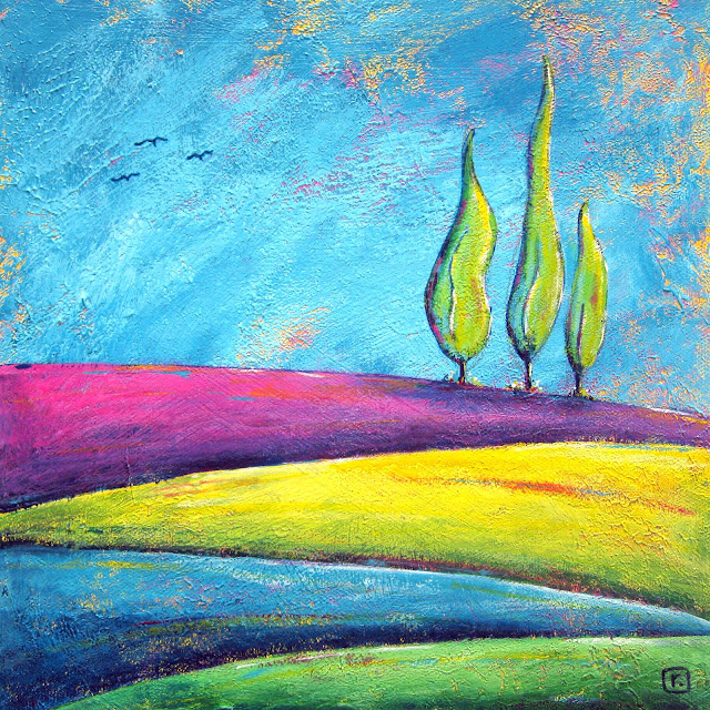"The Three Poplars" - acrylics on canvas SOLD