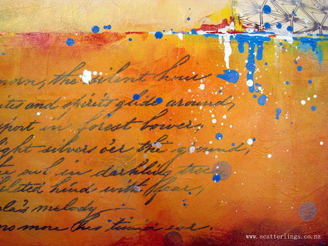 Detail of "The Silent Hour" - mixed media abstract painting