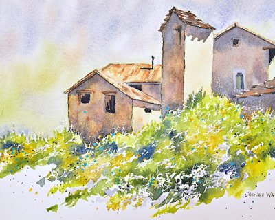 paint a small town in the pyrenees