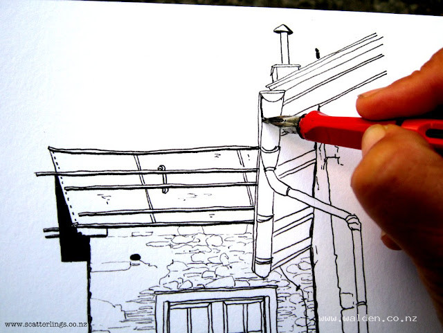 Changing to a broad nib to strengthen shadow areas