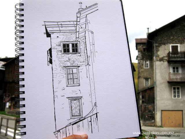 The finished pen and ink sketch