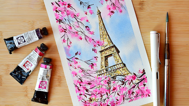 the eiffel tower in spring