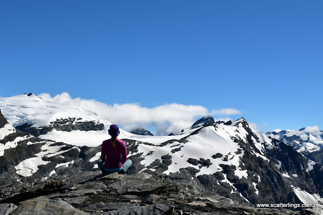 On top of Sisyphus Peak looking towards Glacier Dome and the top of Ruth Ridge, Mount Aspiring National Park