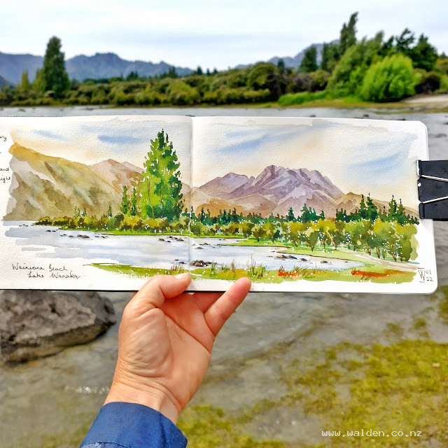 View towards Mt Gold from Waimana Beach on Lake Wanaka on a hot, muggy day.