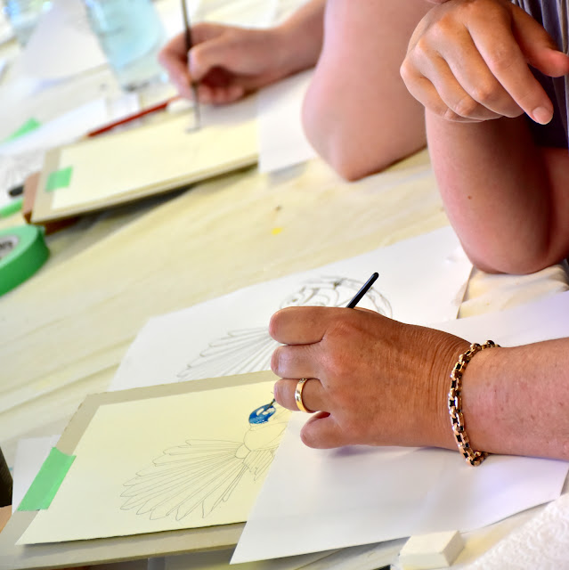 Adding watercolour to a pencil drawing