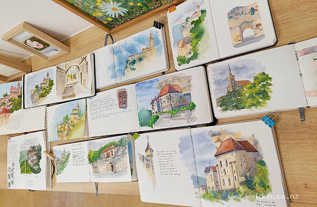 Sketchbook pages of our trip to Rocamadour, 2025