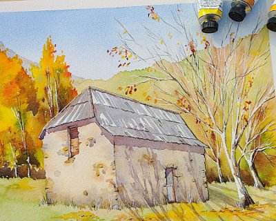 rustic barn in an autumny Pineta Valley