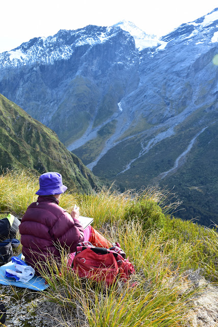 Sketching Mt Aspiring from Liverpool Ridge