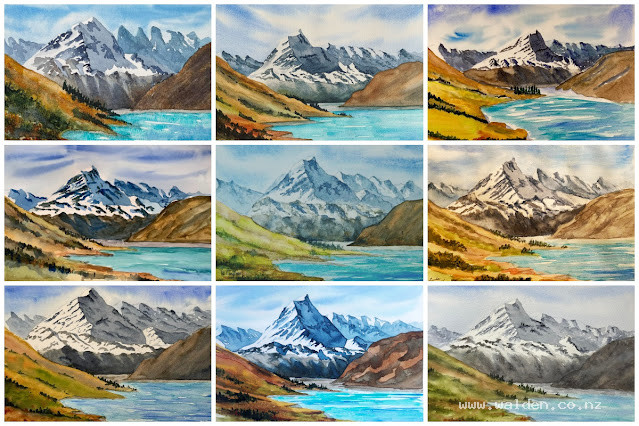 Student paintings - Aoraki / Mt Cook in watercolour