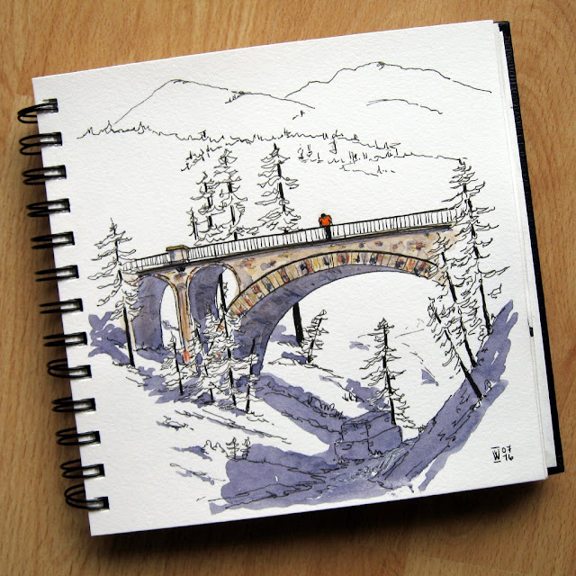 David on one of the arched bridges leading up to Col de Cayolle, France