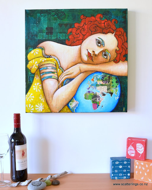 'Protect' - mixed media portrait on exhibition canvas.