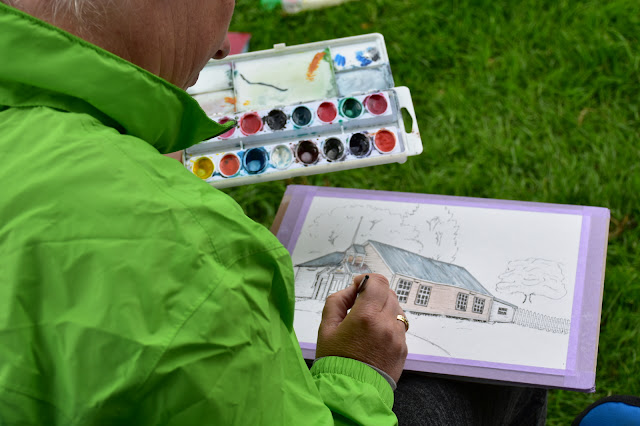 Painting the historic Cardona Chapel. New Zealand.